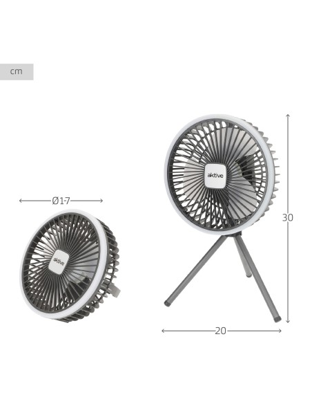 Ventilador portátil silencioso 3 en 1 con luz Aktive | Distria