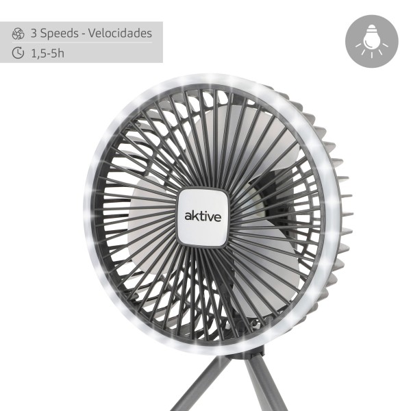 Ventilador portátil silencioso 3 en 1 con luz Aktive | Distria