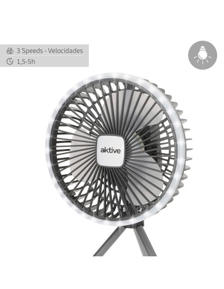 Ventilador portátil silencioso 3 en 1 con luz Aktive | Distria