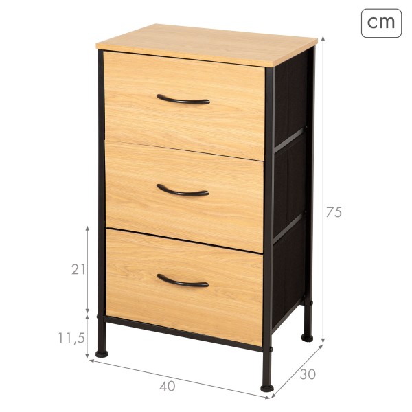 Max Home Cómoda 3 cajones con sistema de nivelación | Distria