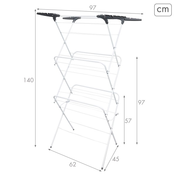Max Home Tendedero plegable 3 alturas 61x44x138 cm extraible | Distria