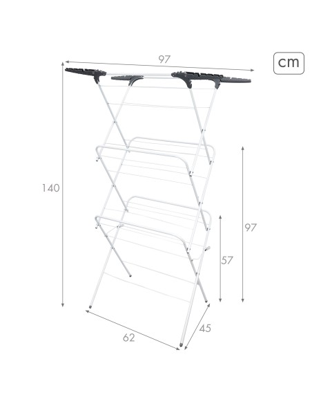 Max Home Tendedero plegable 3 alturas 61x44x138 cm extraible | Distria