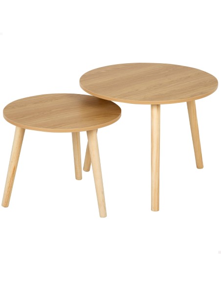 Max Home Set 2 mesas auxiliares  redondas madera | Distria