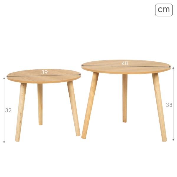 Max Home Set 2 mesas auxiliares  redondas madera | Distria