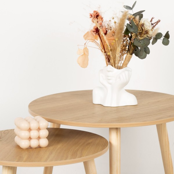 Max Home Set 2 mesas auxiliares  redondas madera | Distria