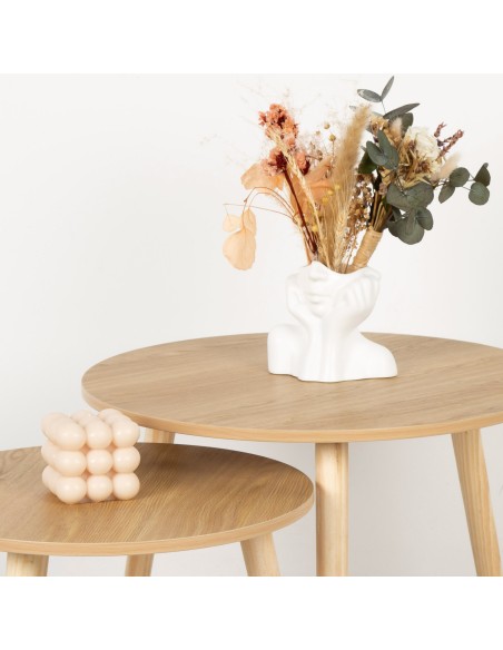 Max Home Set 2 mesas auxiliares  redondas madera | Distria