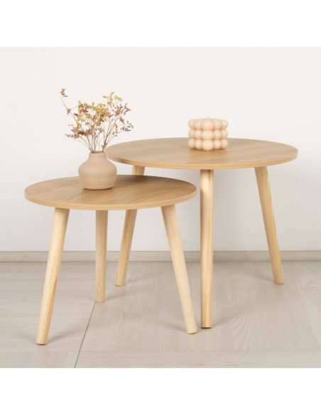 Max Home Set 2 mesas auxiliares  redondas madera | Distria