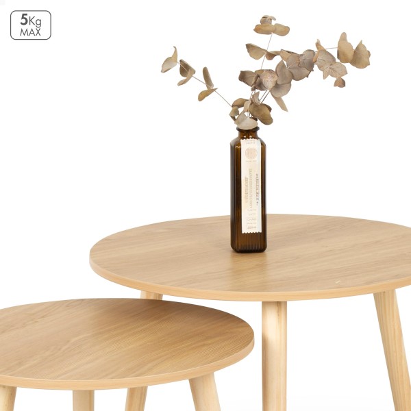 Max Home Set 2 mesas auxiliares  redondas madera | Distria