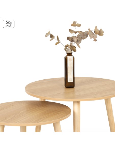 Max Home Set 2 mesas auxiliares  redondas madera | Distria