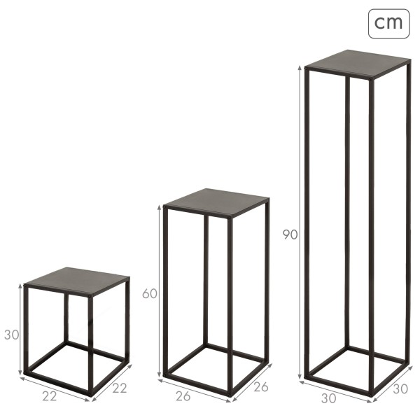 Max Home Set 3 mesas auxiliares metálicas varias alturas | Distria