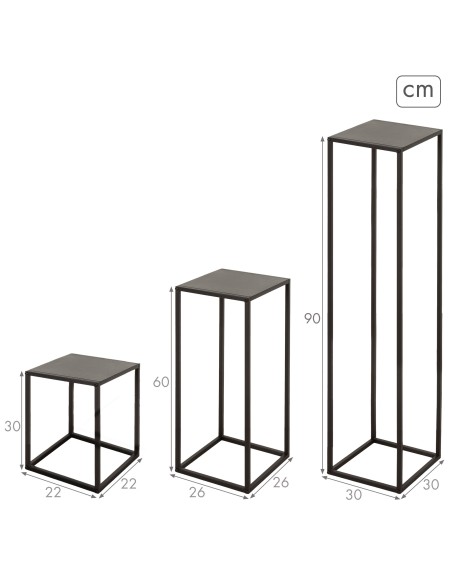 Max Home Set 3 mesas auxiliares metálicas varias alturas | Distria