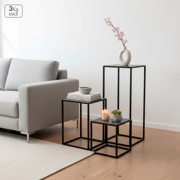 Max Home Set 3 mesas auxiliares metálicas varias alturas | Distria