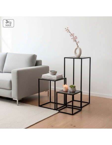 Max Home Set 3 mesas auxiliares metálicas varias alturas | Distria