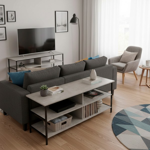 Max Home Mesa televisión metal y madera 3 estantes | Distria