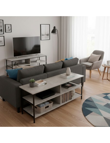 Max Home Mesa televisión metal y madera 3 estantes | Distria