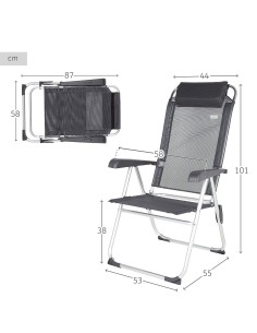 Silla camping reclinable con cojín Aktive | Distria 2
