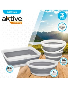 3 cubos plegables para camping| Distria 2