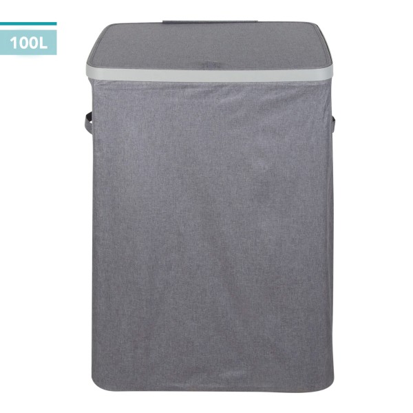 Max Home Cesta ropa sucia 100 l gris oscuro 2 compartimentos | Distria