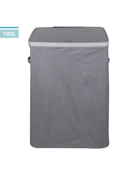 Max Home Cesta ropa sucia 100 l gris oscuro 2 compartimentos | Distria