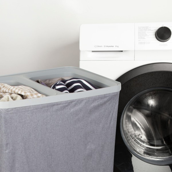Max Home Cesta ropa sucia 100 l gris oscuro 2 compartimentos | Distria