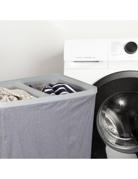 Max Home Cesta ropa sucia 100 l gris oscuro 2 compartimentos | Distria
