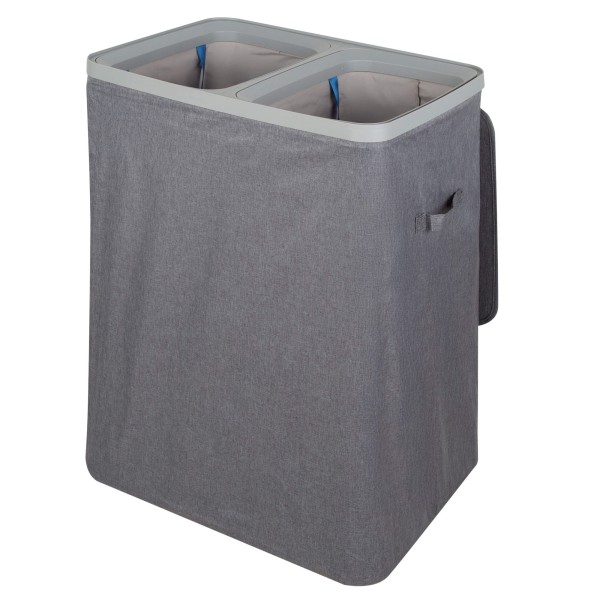 Max Home Cesta ropa sucia 100 l gris oscuro 2 compartimentos | Distria