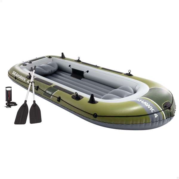 Barca hinchable Seahawk 4 con remos e hinchador INTEX | Distria