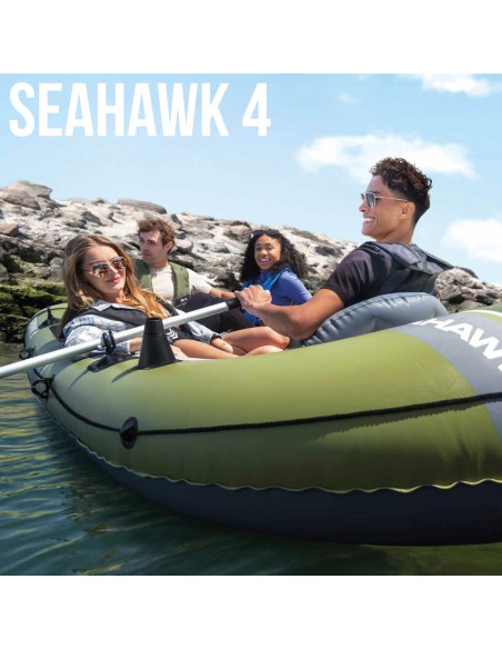 Barca hinchable Seahawk 4 con remos e hinchador INTEX | Distria