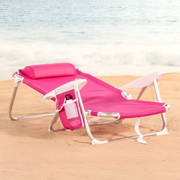 Silla de playa plegable antivuelco fucsia Aktive | Distria