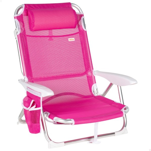 Silla de playa plegable antivuelco fucsia Aktive | Distria
