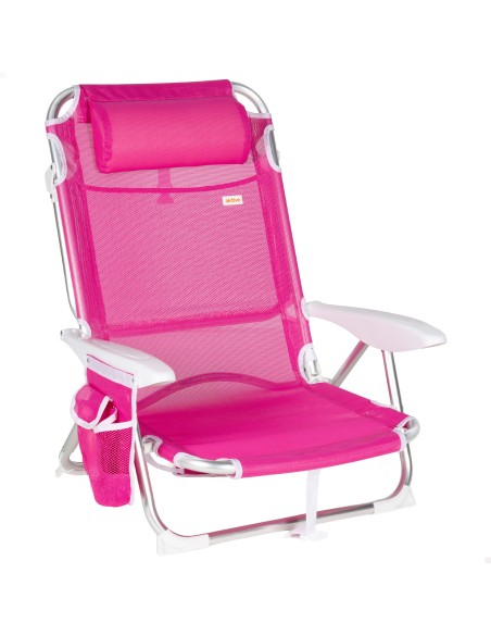 Silla de playa plegable antivuelco fucsia Aktive | Distria