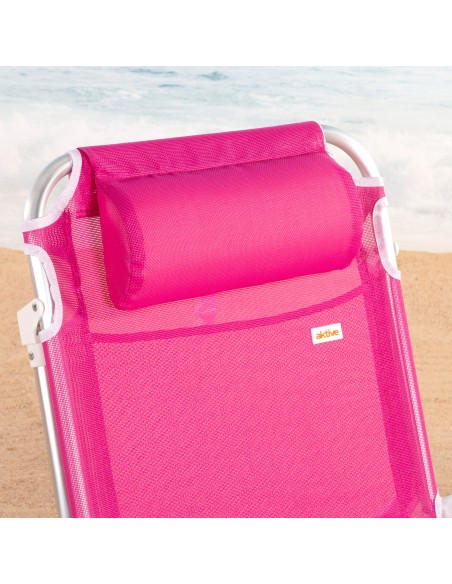 Silla de playa plegable antivuelco fucsia Aktive | Distria