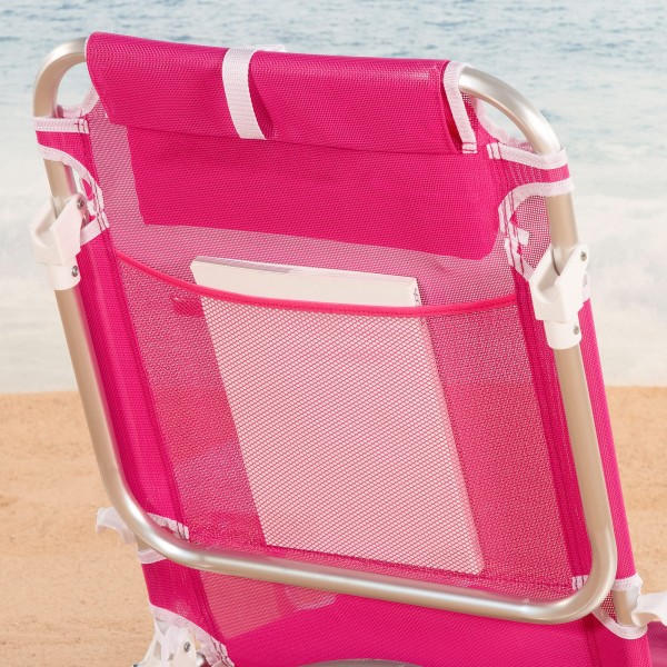 Silla de playa plegable antivuelco fucsia Aktive | Distria