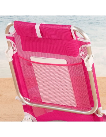 Silla de playa plegable antivuelco fucsia Aktive | Distria