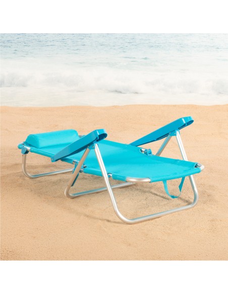 Silla de playa plegable azul 5 posiciones Aktive | Distria