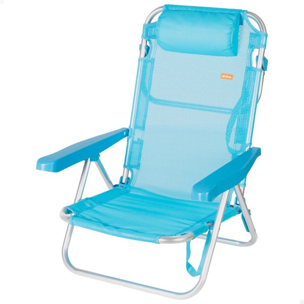 Silla de playa plegable azul 5 posiciones Aktive | Distria