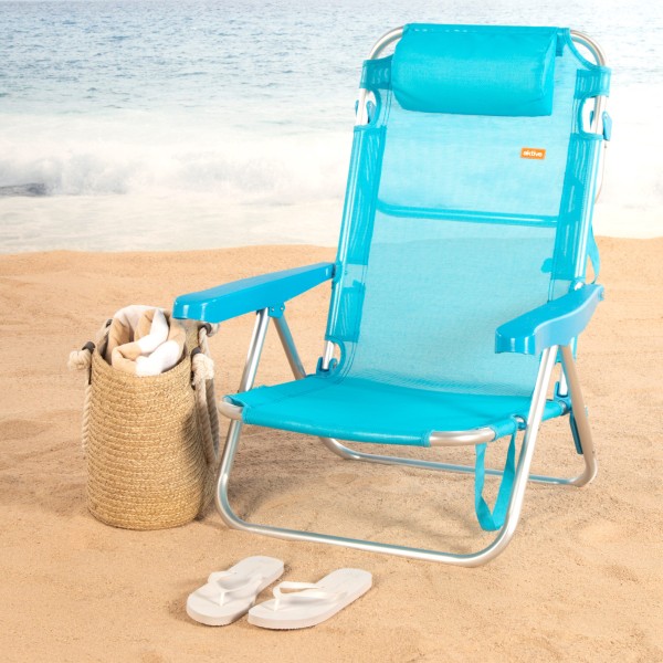Silla de playa plegable azul 5 posiciones Aktive | Distria