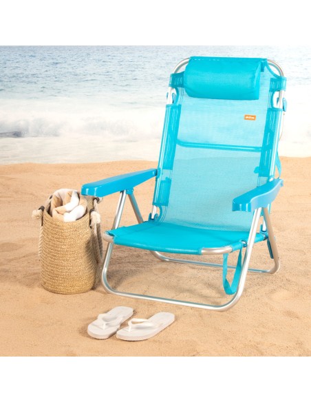 Silla de playa plegable azul 5 posiciones Aktive | Distria