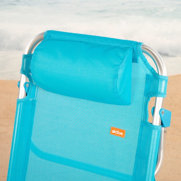 Silla de playa plegable azul 5 posiciones Aktive | Distria