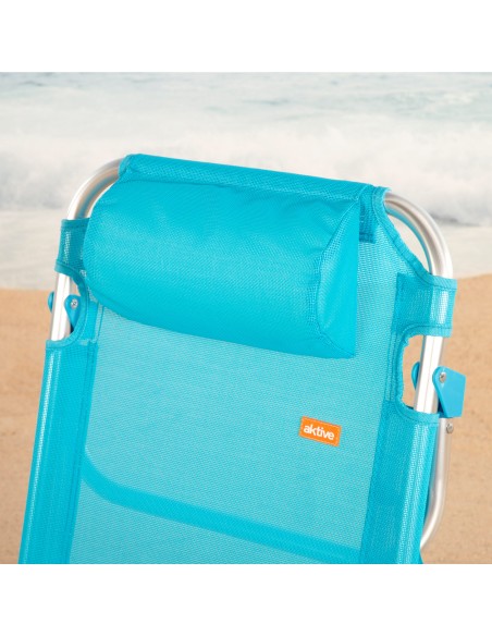Silla de playa plegable azul 5 posiciones Aktive | Distria