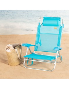 Silla de playa plegable azul 8 posiciones 110 kg Aktive | Distria 2
