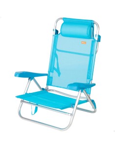 Silla de playa plegable azul 8 posiciones 110 kg Aktive | Distria