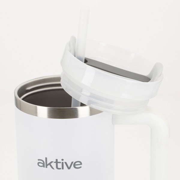 Vaso térmico blanco 900 ml inox antifugas con asa | Distria