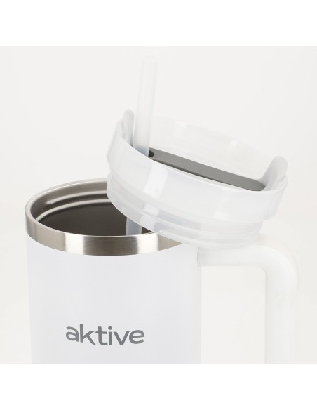 Vaso térmico blanco 900 ml inox antifugas con asa | Distria