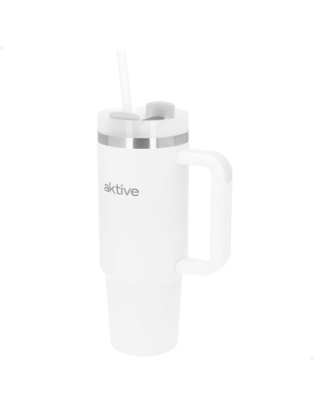 Vaso térmico blanco 900 ml inox antifugas con asa | Distria