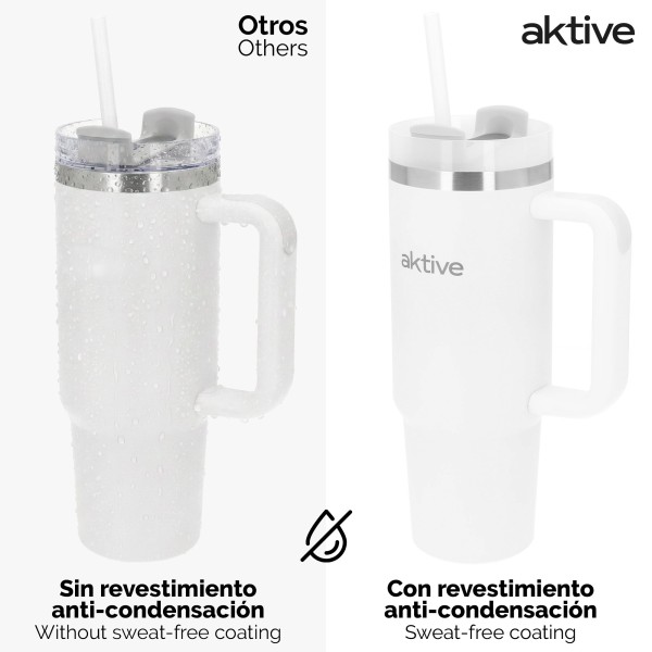 Vaso térmico blanco 900 ml inox antifugas con asa | Distria