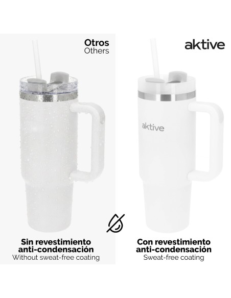 Vaso térmico blanco 900 ml inox antifugas con asa | Distria