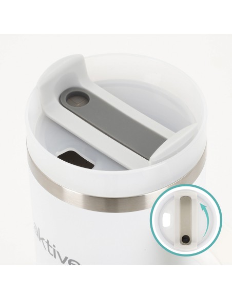 Vaso térmico blanco 900 ml inox antifugas con asa | Distria