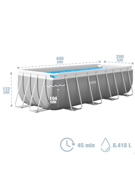 INTEX Piscina Prism Frame 400x200x122 cm y filtro de arena | Distria