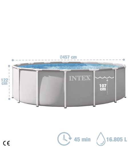 Piscina desmontable INTEX Prism Frame Ø457x122 cm depuradora | Distria